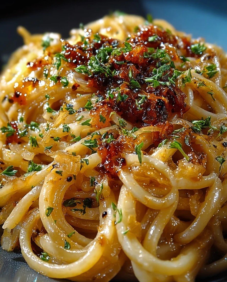 Caramelized Onion Pasta with Chilli Oil image 2