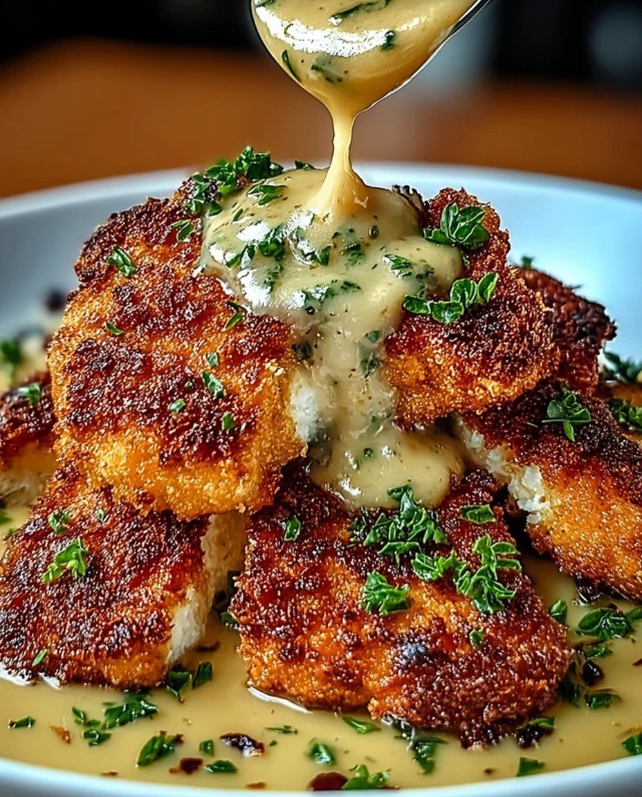 Crispy Parmesan Chicken with a Rich Garlic Sauce - Easy Dinner Idea | Delectable Meal image 2