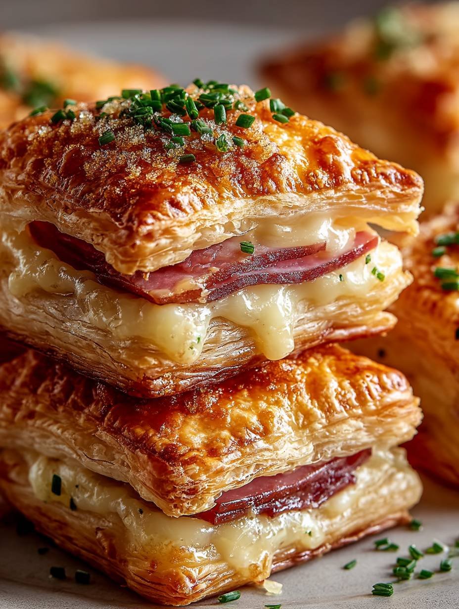 Deliciously Crunchy Ham and Cheese Puff Pastry Bites Recipe image 2