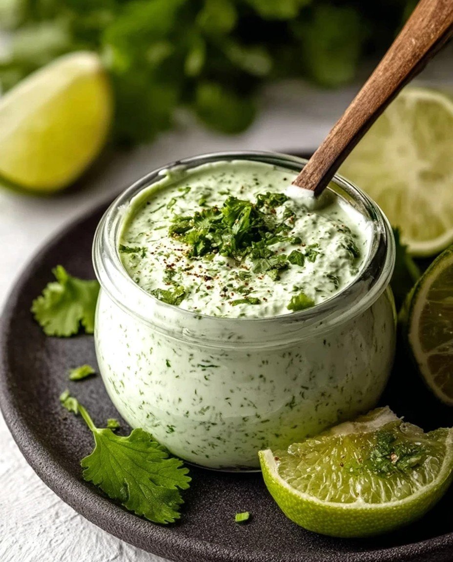Easy Creamy Cilantro Garlic Sauce With Jalapeños & Limes image 2