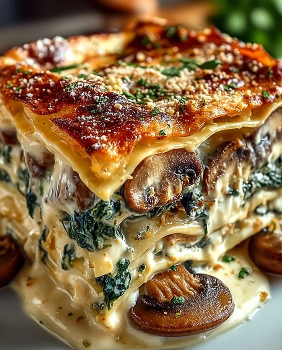 Easy Creamy Spinach and Mushroom Lasagna Recipe image 2