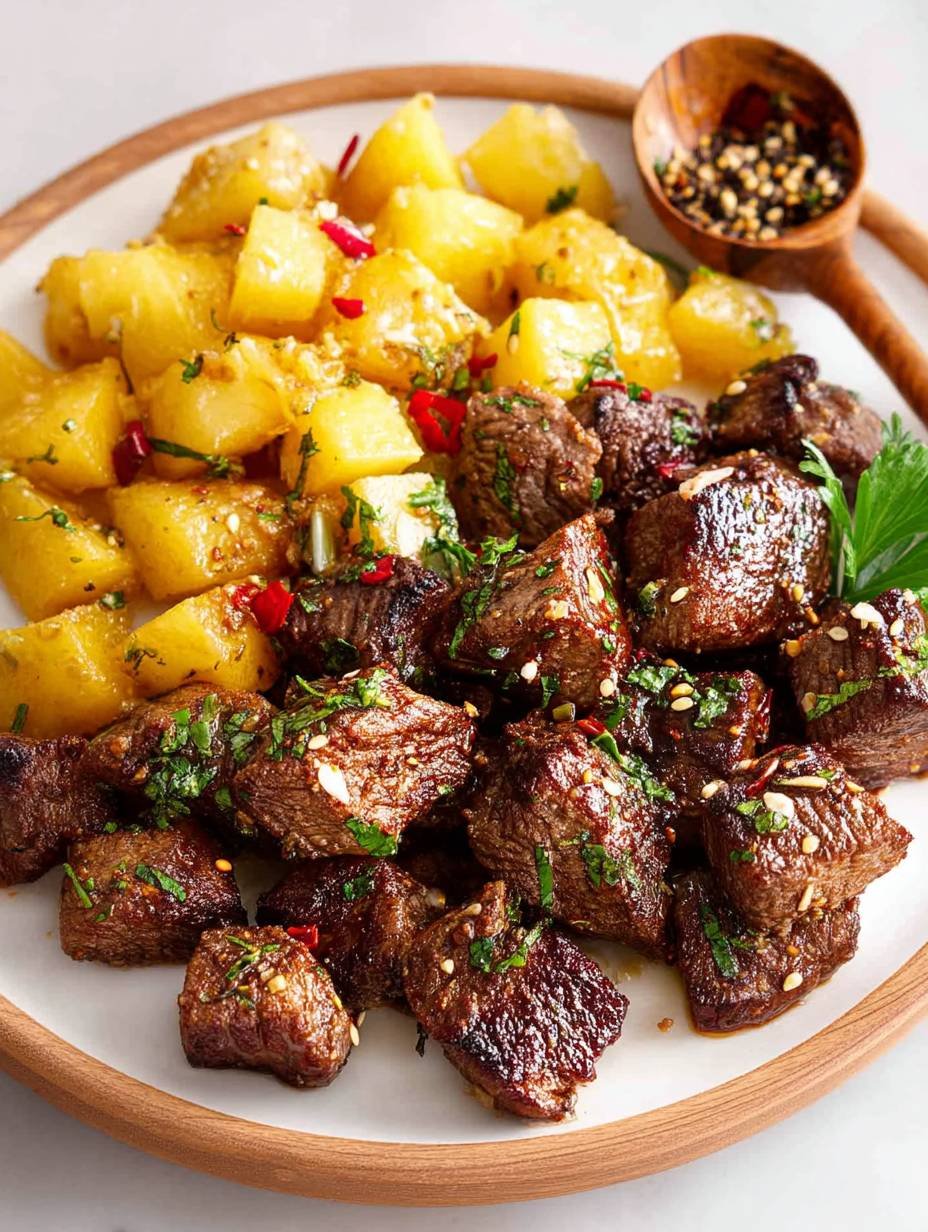 Garlic Steak Bites and Potatoes Recipe image 2