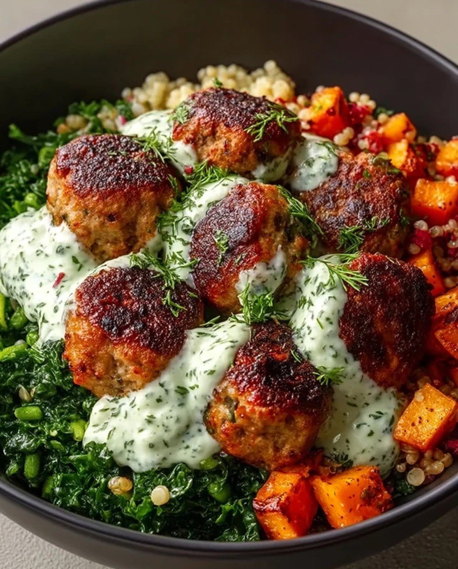 Mediterranean Chicken Meatball Bowls image 2