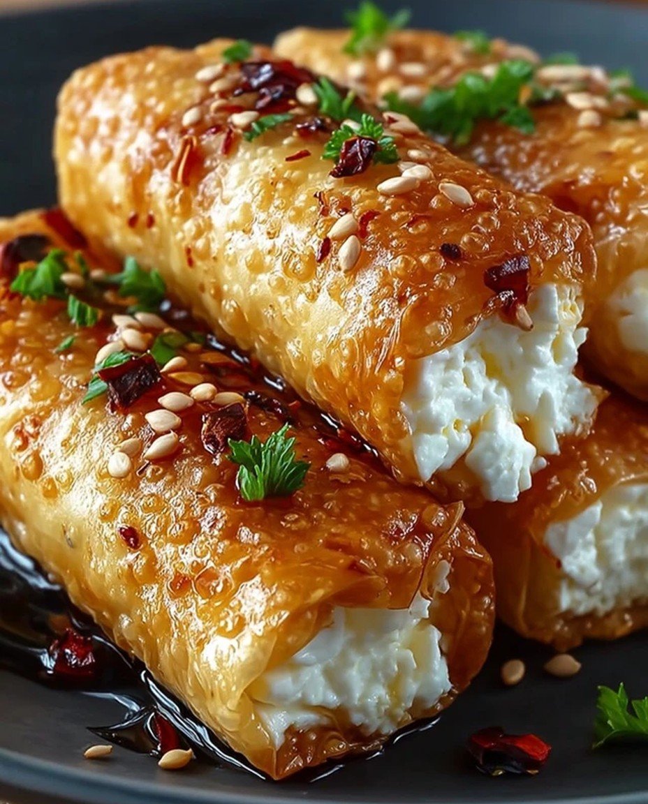 Oven-Fried Feta Rolls with Spicy Chili Honey – TikTok-Worthy Snack! image 2
