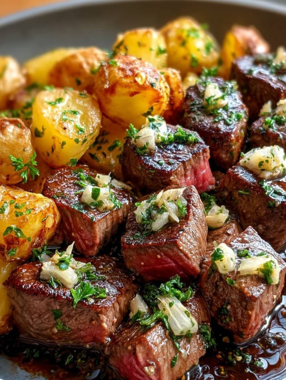 Savory Garlic Butter Steak Bites with Crispy Roasted Potatoes image 2