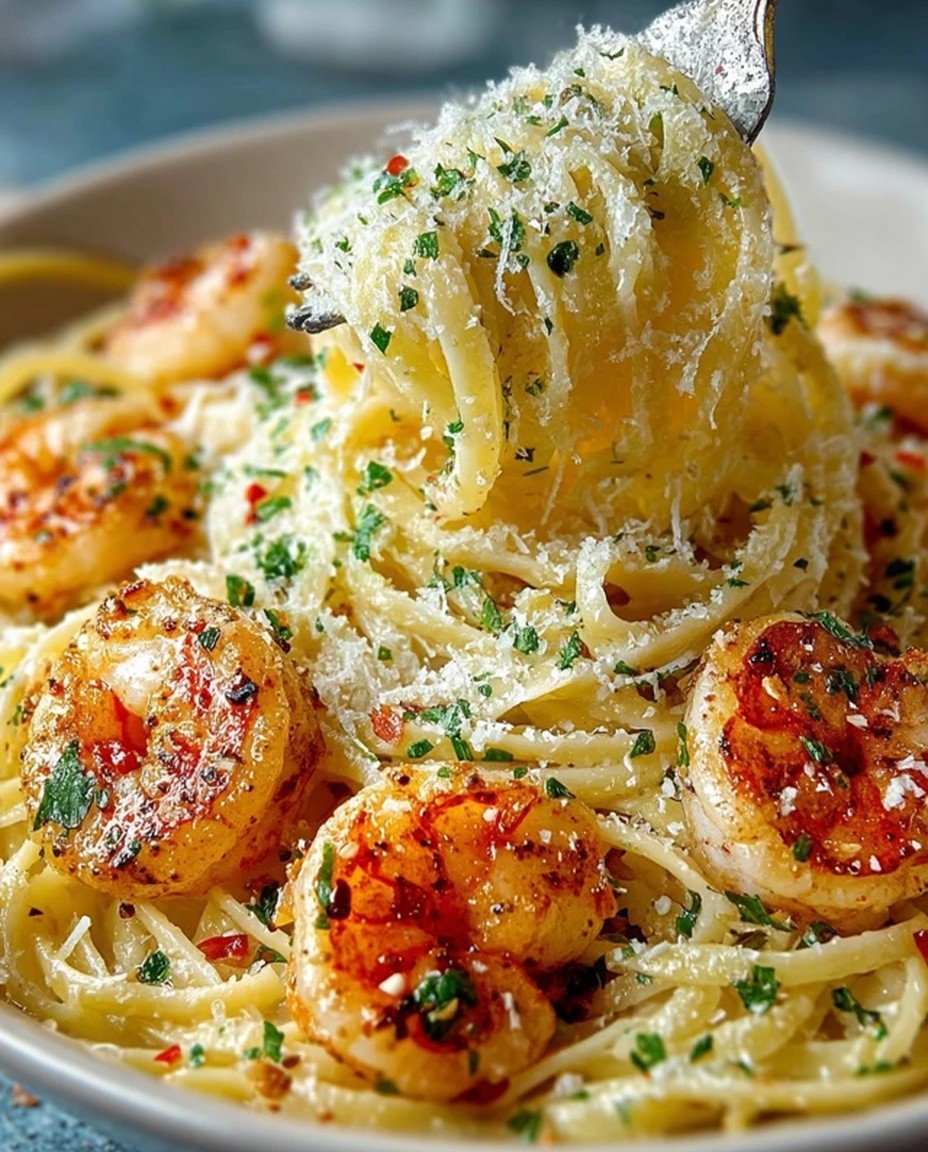 Shrimp Scampi Garlic Cream Pasta - MaryaneCuisine image 2