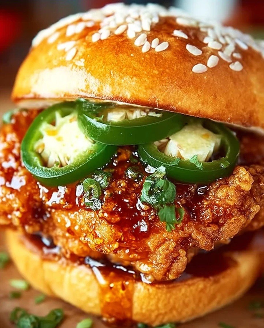 Spicy-Sweet Fried Chicken Sandwich with Jalapeño & Honey image 2