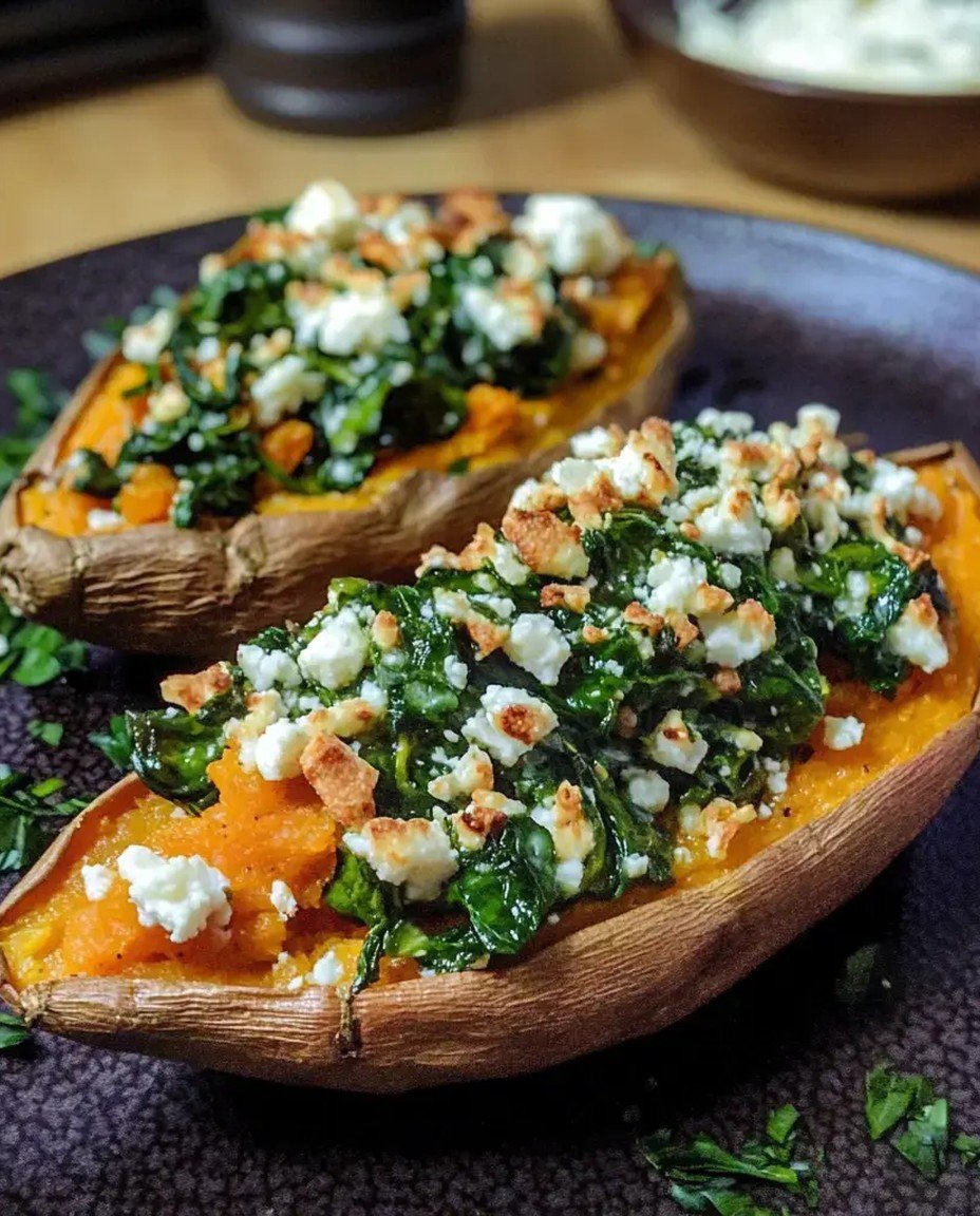 Gefüllte Süßkartoffel mit Feta & Spinat – Ein Gesundes Ofengericht! image 2