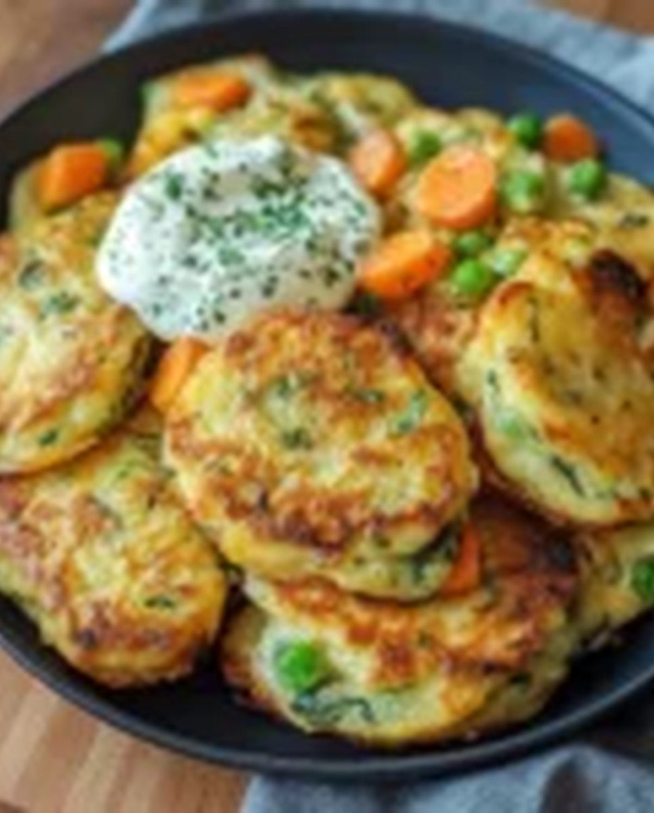 Gemüsepfannkuchen mit Kräuterdip image 2