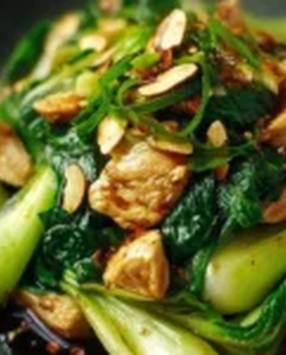 Hähnchen Pak Choi Pfanne mit Mandeln image 2