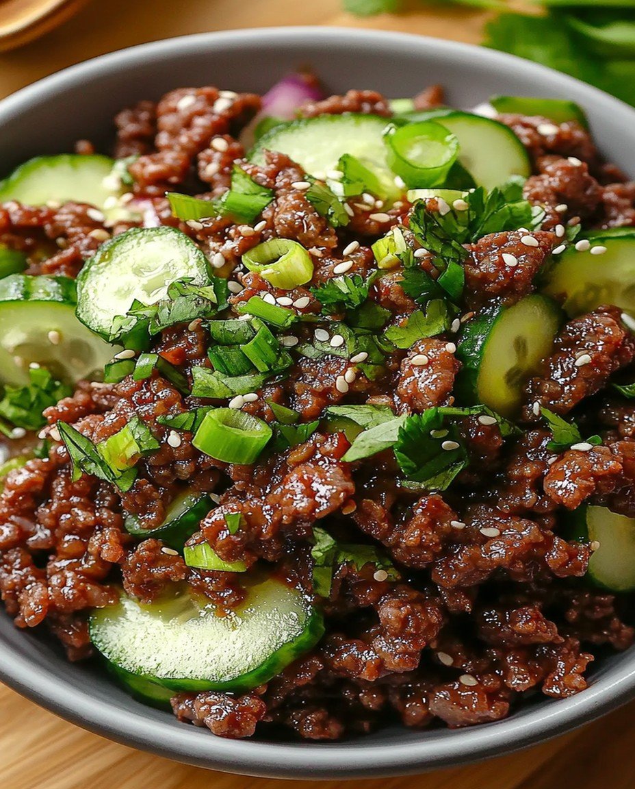 Keto Koreanisches Hackfleisch (scharf) mit erfrischendem Gurkensalat – Schnelles Low-Carb-Rezept image 2