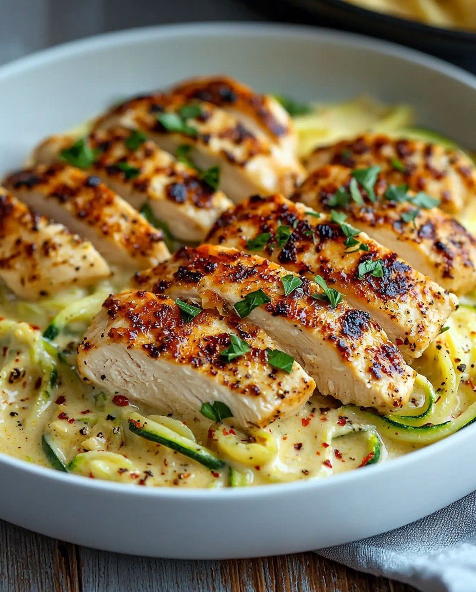 Low Carb Zoodles Alfredo: Proteinreich mit Hähnchen & viel Gemüse image 2