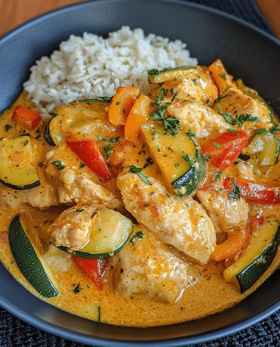 Paprika-Zucchini-Rahm-Hähnchen – Cremig  herzhaft und voller Gemüse! image 2