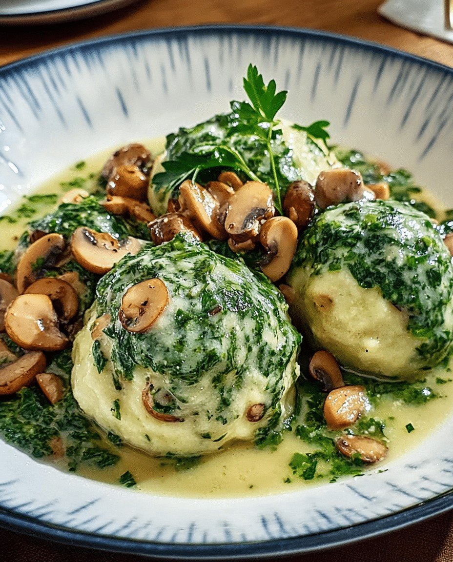 Spinat-Knödel mit Pilzragout – Herzhaft  Vegetarisch und Voller Geschmack! image 2