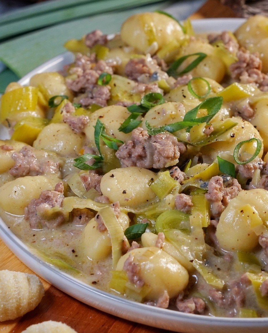 cremige Cremige Käse-Lauch Pasta mit Hackfleisch - mein Rezept - mein Rezept image 2
