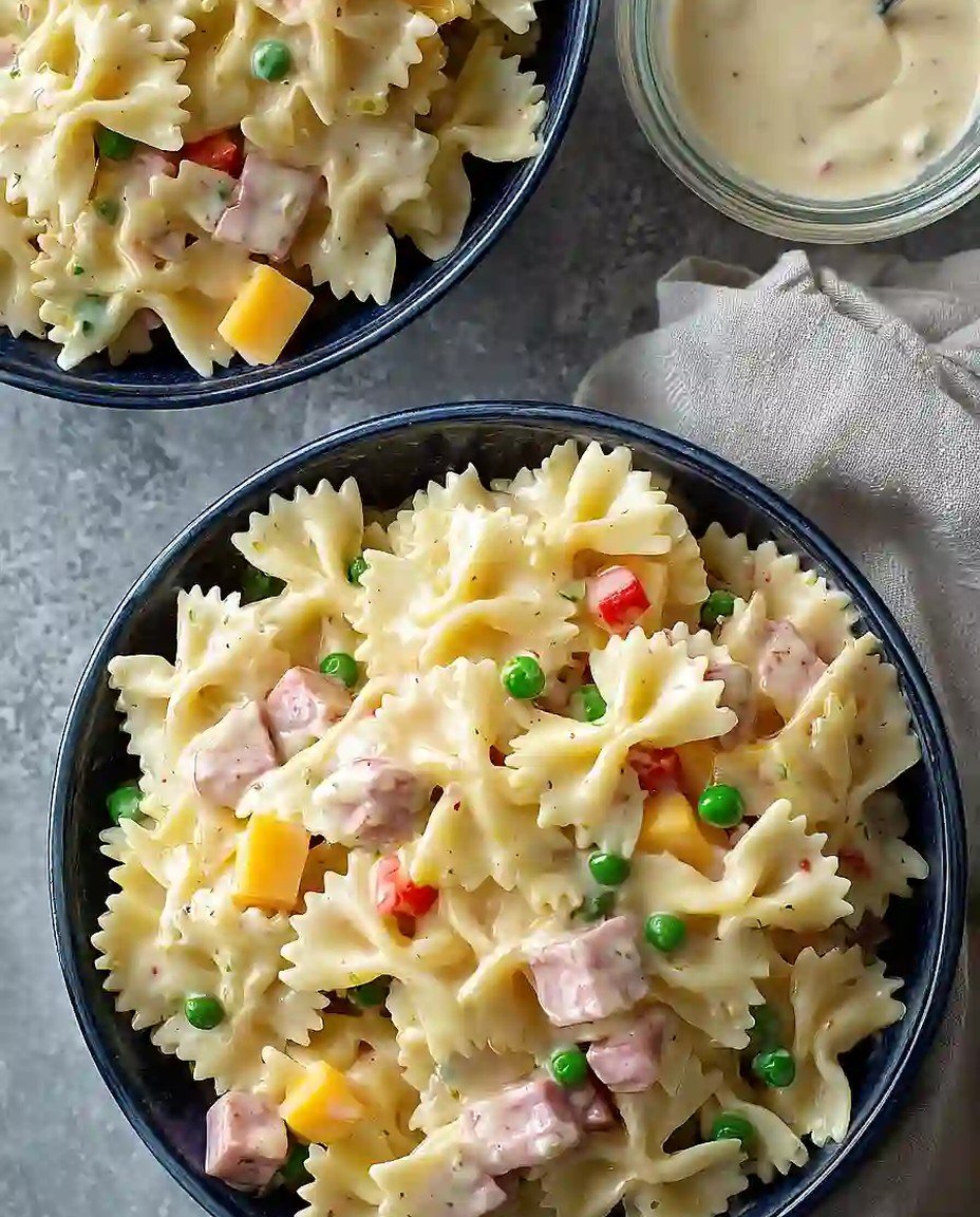 Cremiger Farfalle-Salat mit Gemüse und Dressing image 2