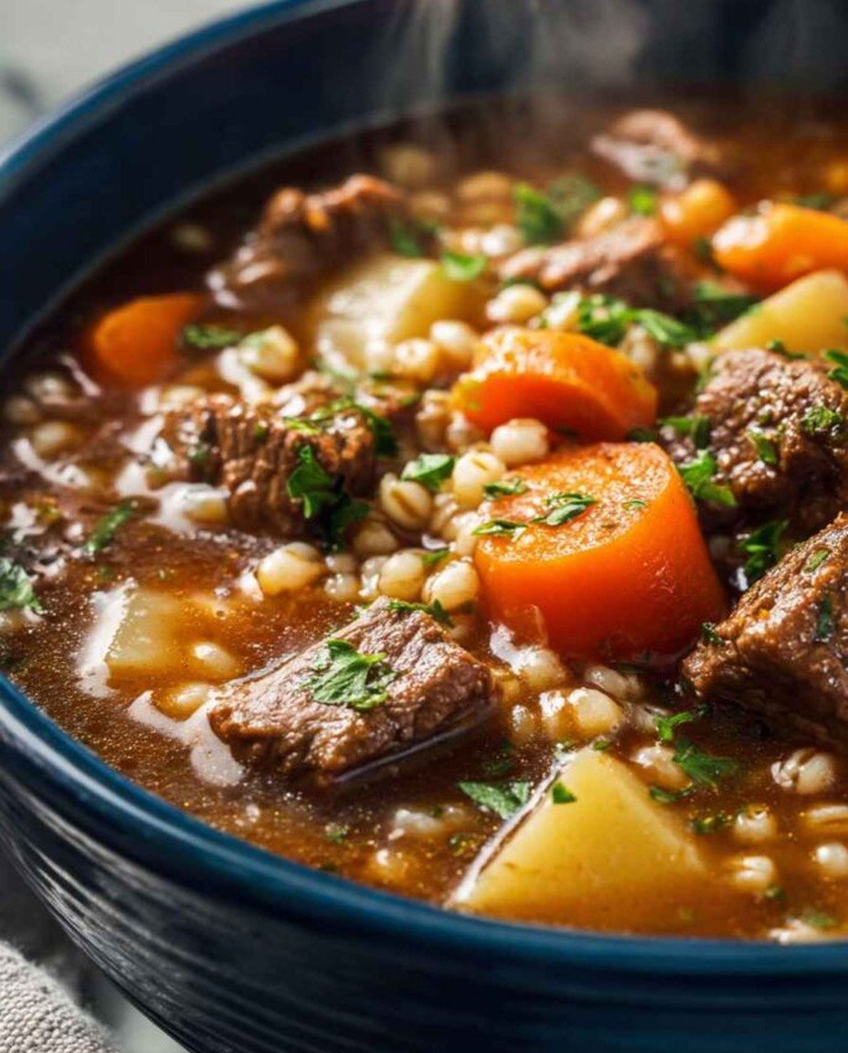 Dickflüssige Rindfleisch- und Gerstensuppe aus dem Slow Cooker – Herzhaft und einfach zubereitet! image 2
