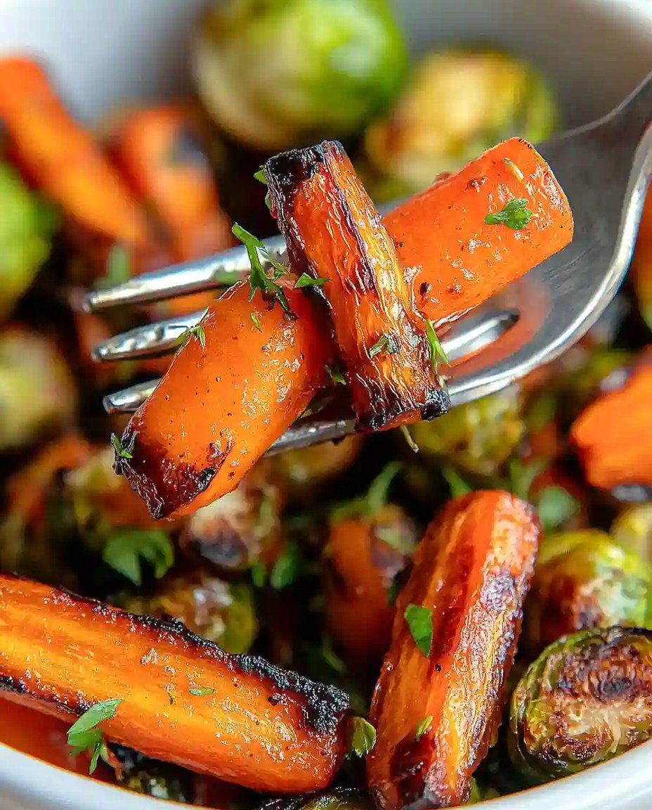 Geröstete Ahornsirup-Glasierte Karotten und Rosenkohl image 2