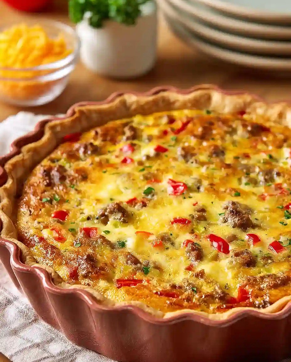 Herzhafte Quiche mit Wurst, Paprika und Zwiebeln – Perfekt für jeden Anlass! image 2