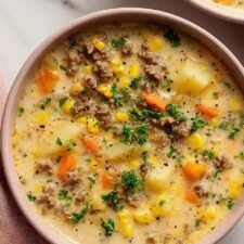 Klassische Kartoffelsuppe mit Hackfleisch - Einfaches Rezept für die ganze Familie