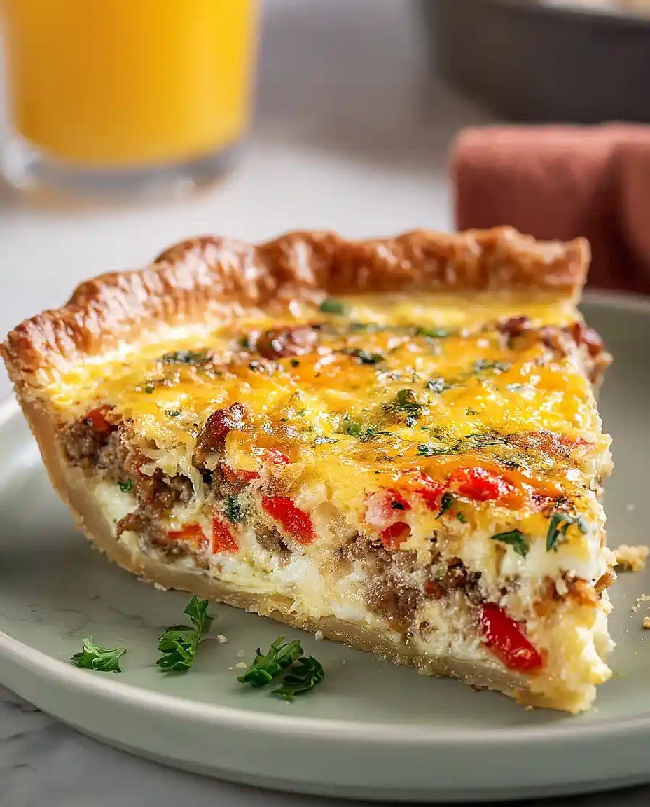 Leckere Quiche mit gerösteten roten Paprika und Wurst – Einfaches Rezept für ein herzhaftes Frühstück image 2