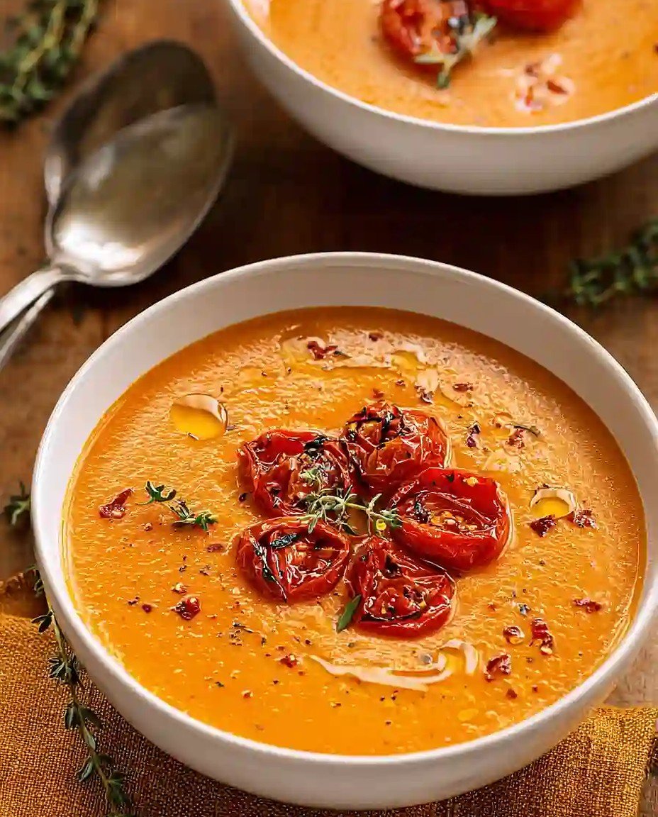 Leckere cremige geröstete Knoblauch-Tomaten-Suppe image 2